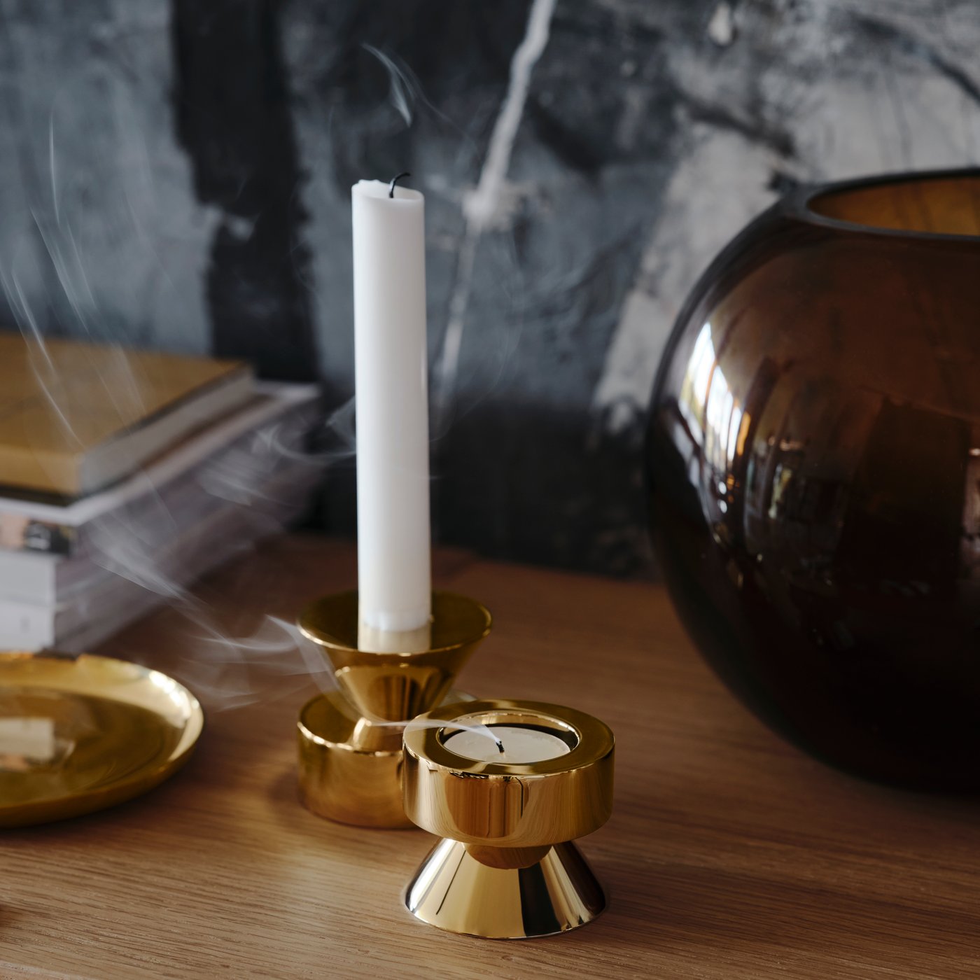 A white JUBLA unscented candle
