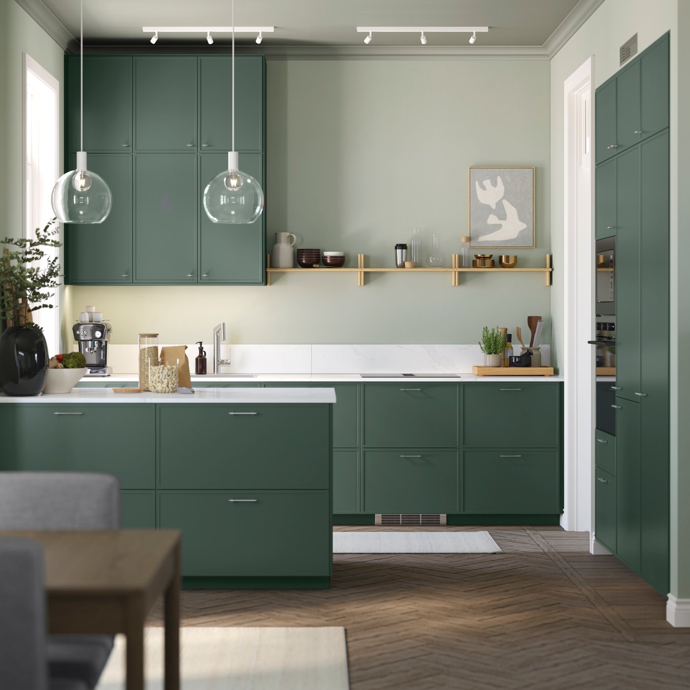 ASPUDDEN kitchen, dark grey-green.