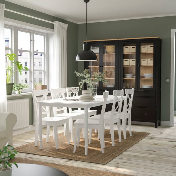 A white/white DANDERYD table and 6 chairs
