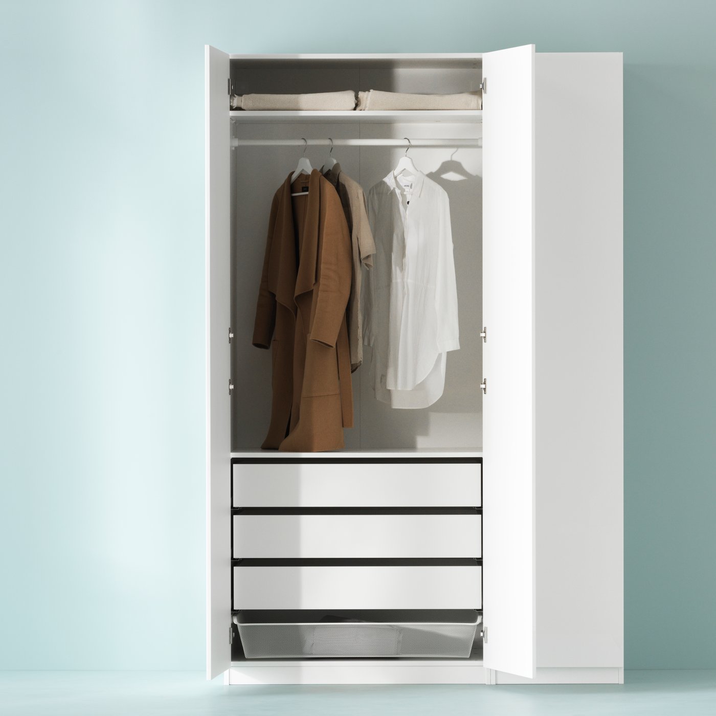 A white/high-gloss/white FARDAL wardrobe in the NA