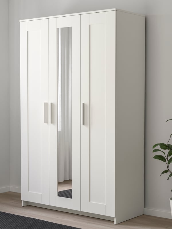 A white BRIMNES wardrobe with 3 doors