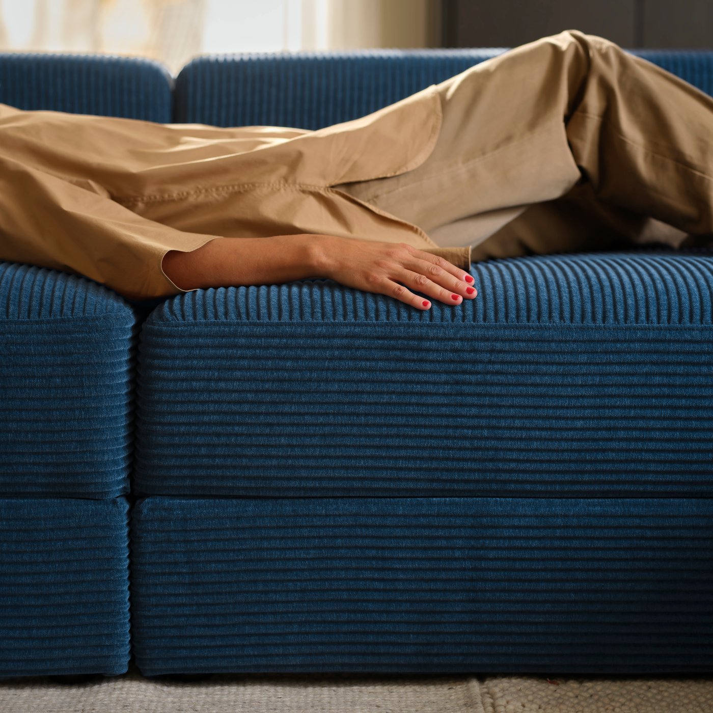 Desna Samsala tamnoplava JÄTTEBO modularna sofa s 4 sedišta i lenjivcem