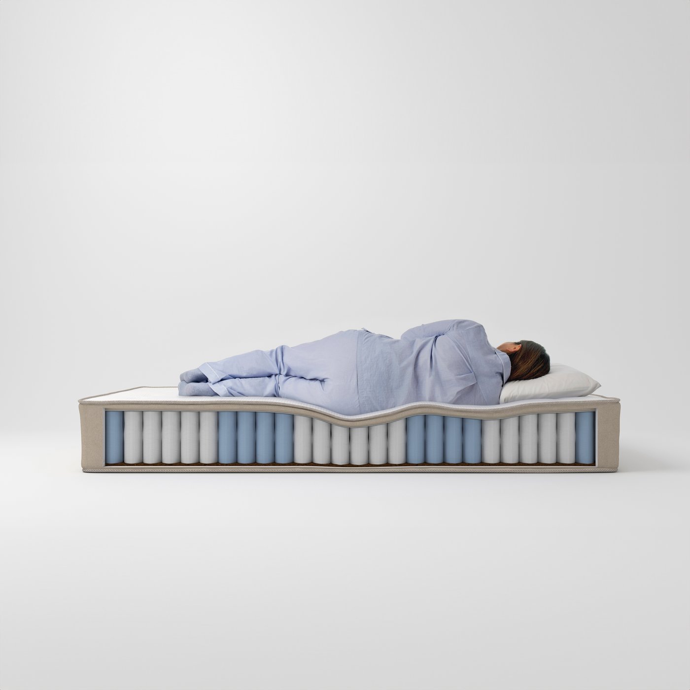 A firm/natural VATNESTRÖM pocket sprung mattress