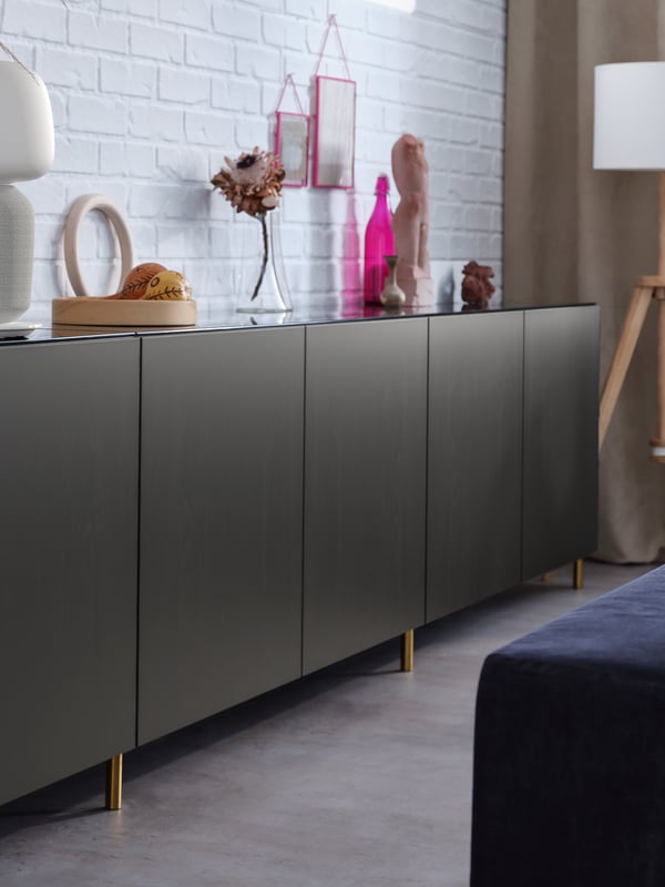 BESTÅ storage combination with dark grey doors.