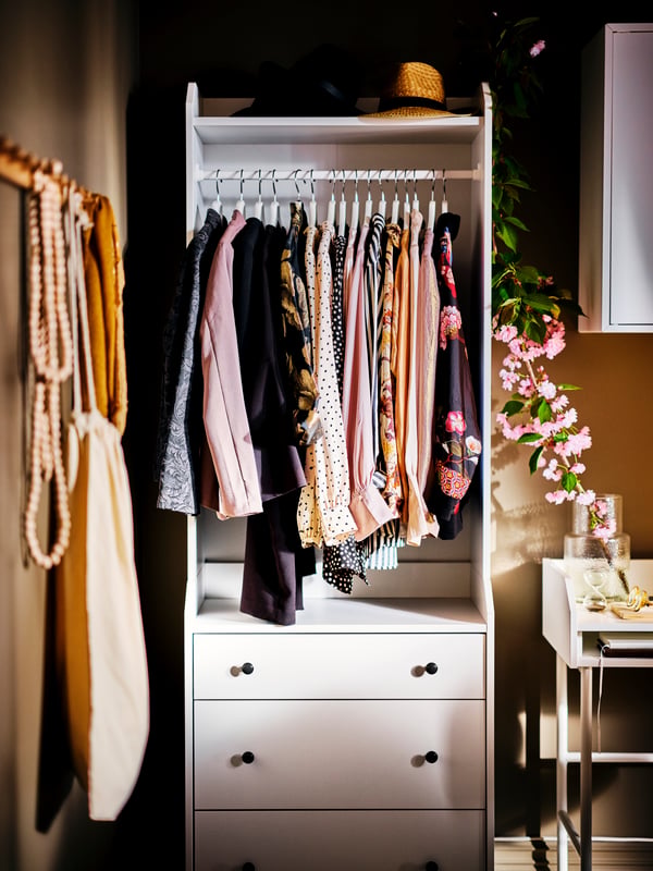 A white BUMERANG hanger in the bedroom