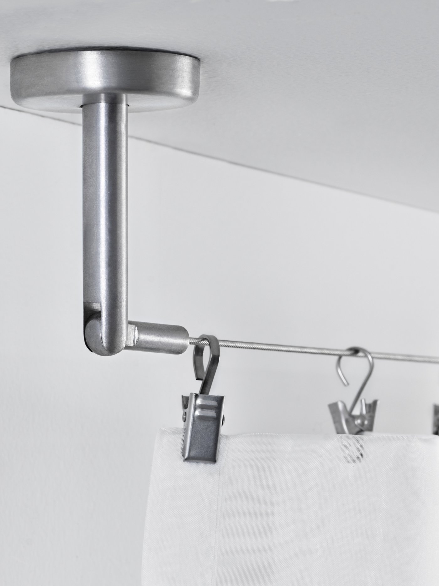 curtain wire system on a ceiling