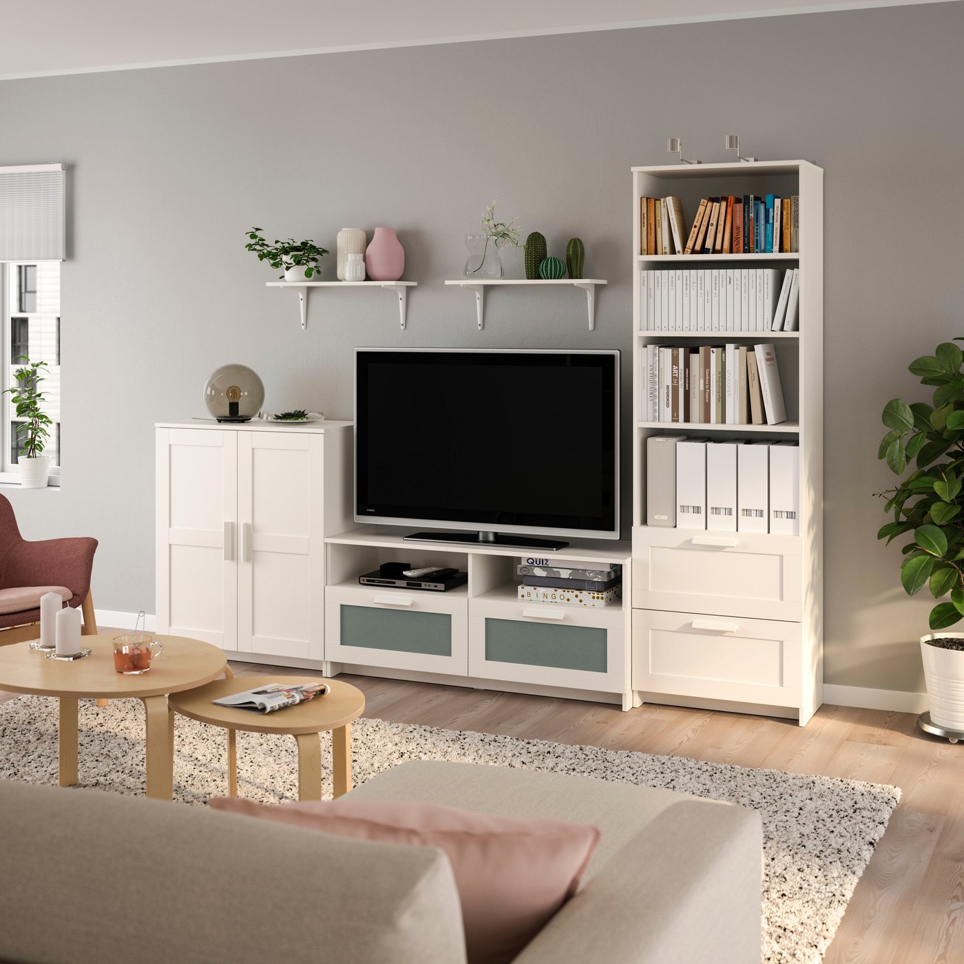 A white BRIMNES TV storage combination