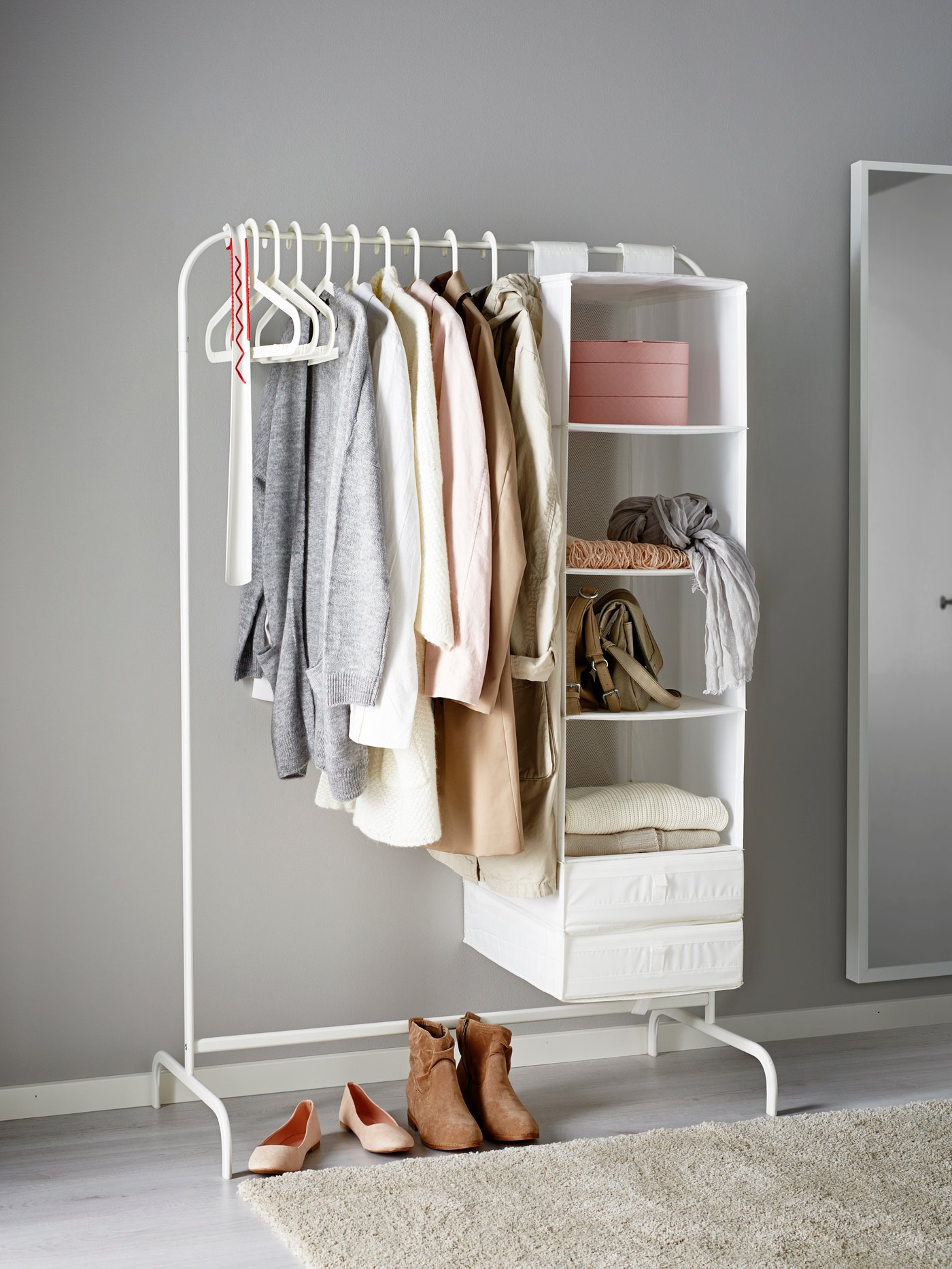 A white MULIG clothes rack