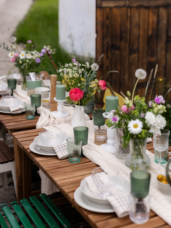 A midsummer table set with lots of personality and colour.