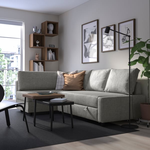 A brown walnut effect EKET cabinet in the living room