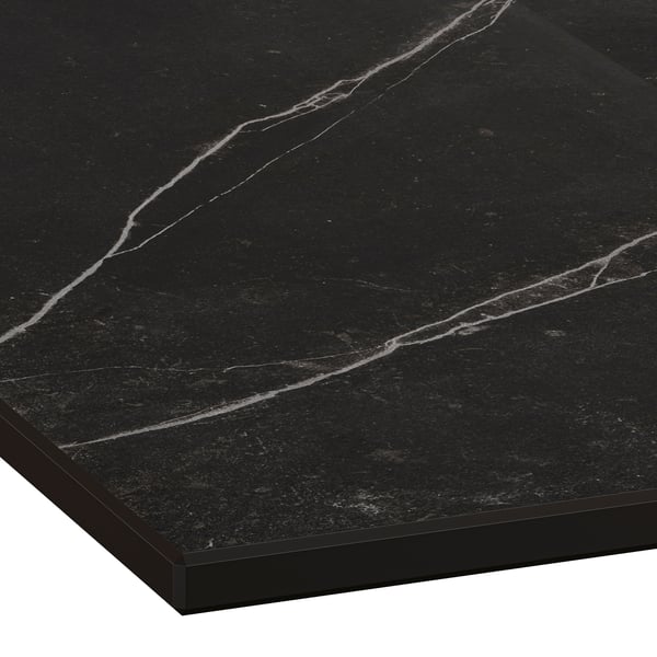 A matte black/brown marble effect/high pressure porcelain MÖCKLARP custom countetop.
