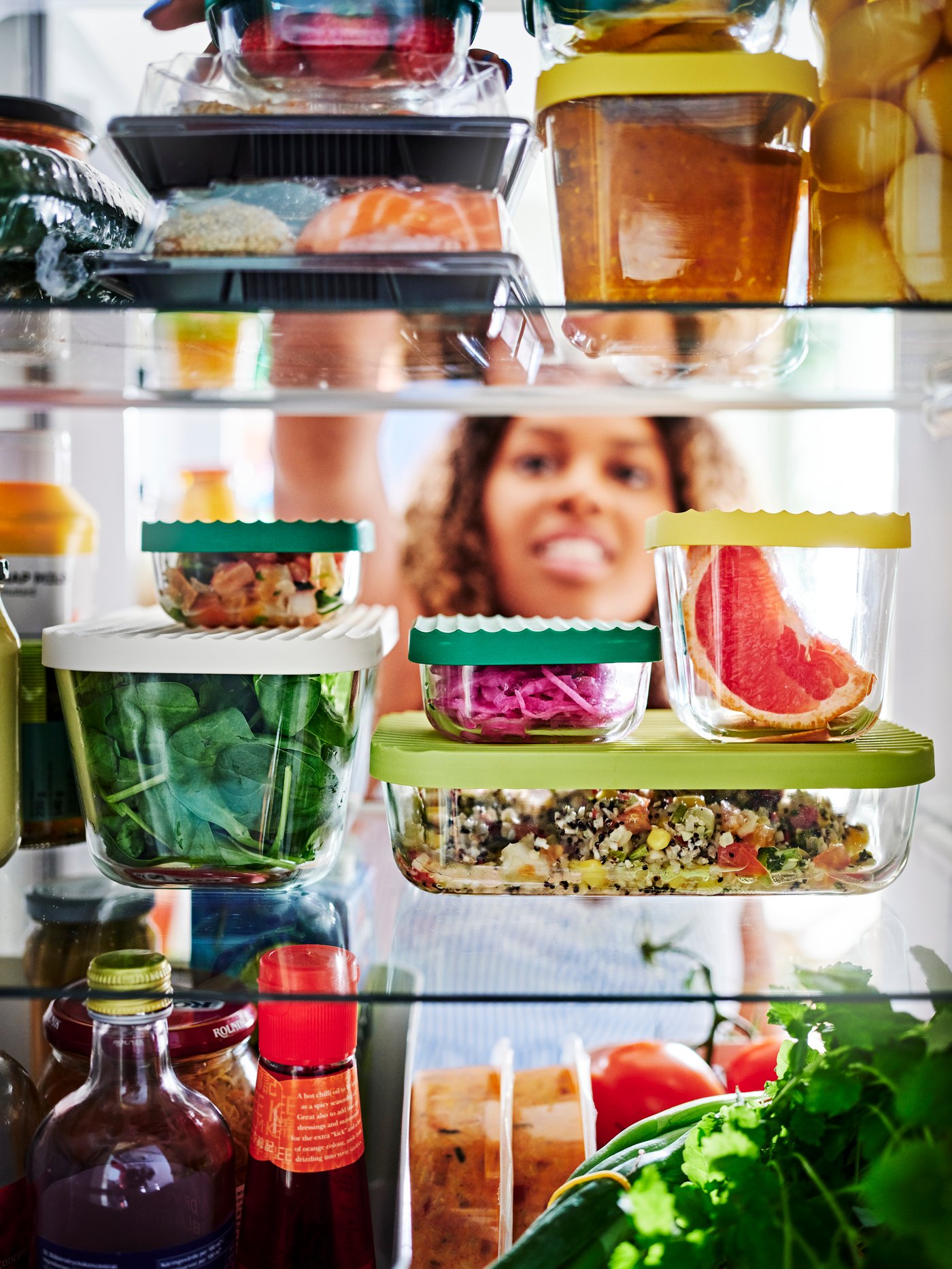 A transparent/multicolour HAVSTOBIS food container with lid