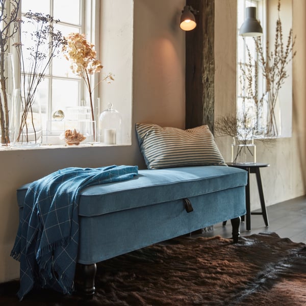 A brown KOLDBY cow hide in the living room