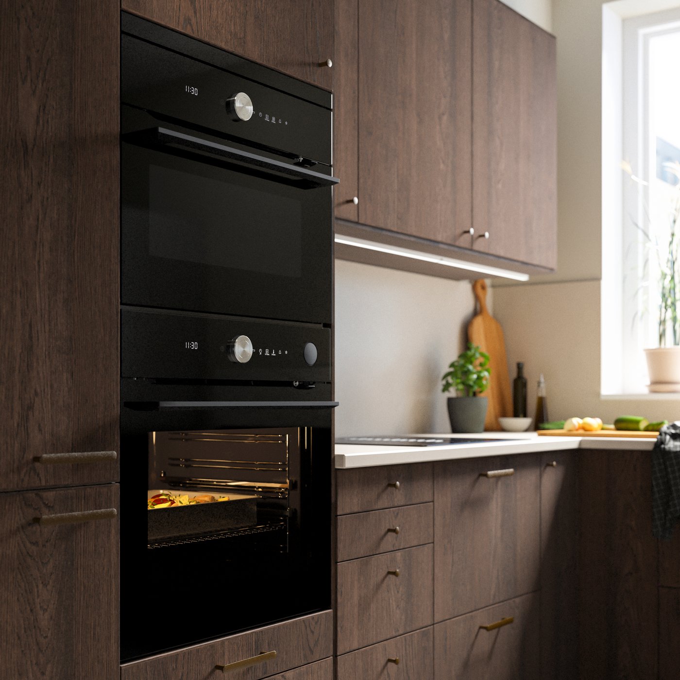 Духовка FINSMAKARE IKEA 700 черного цвета с конвекцией, функцией пиролиза и пара.
