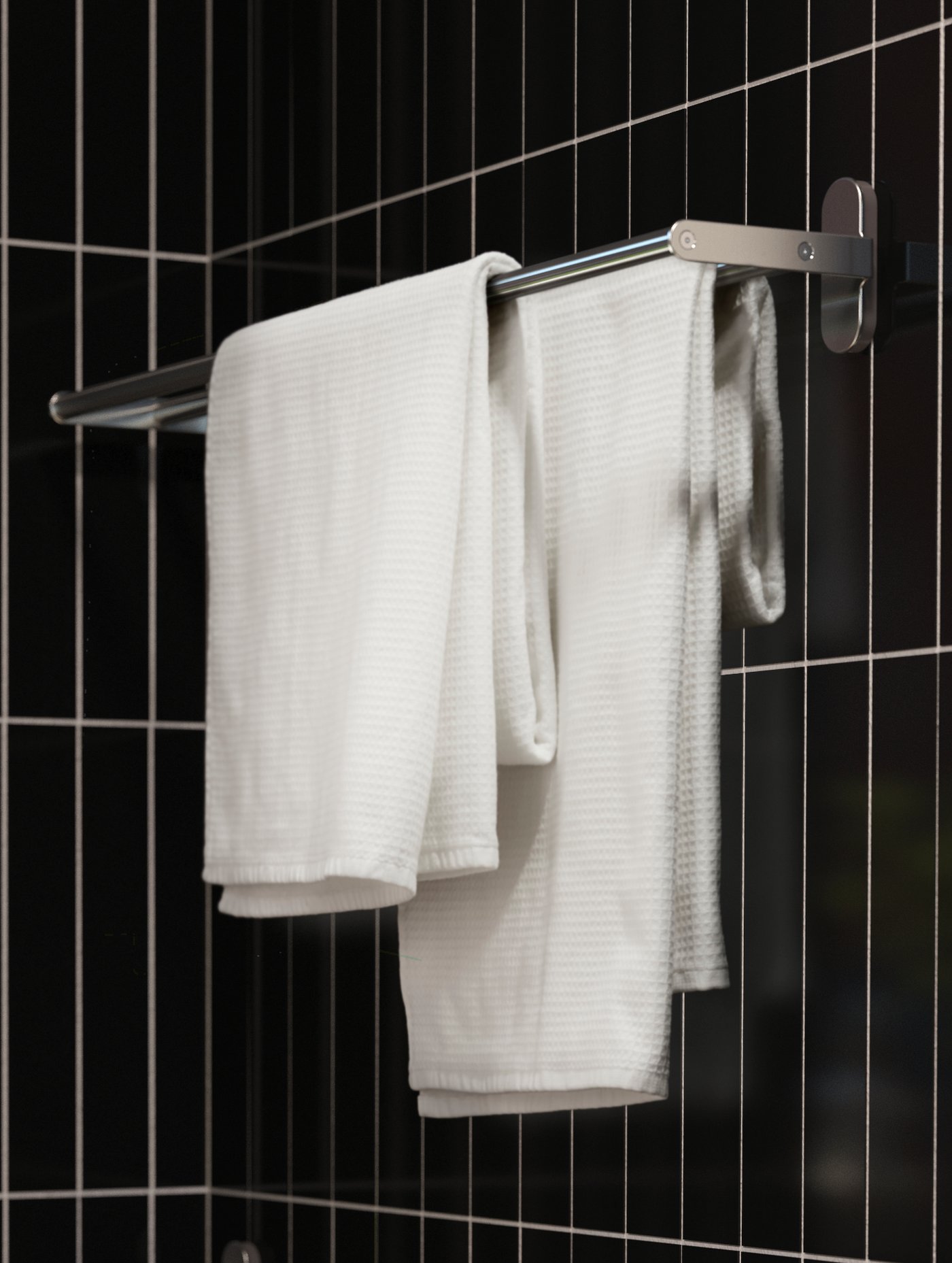 A stainless steel BROGRUND towel rail in the bathroom