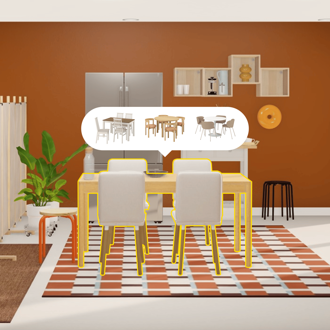 A view of the IKEA KREATIV to visualise IKEA dining furniture in their home before buying it