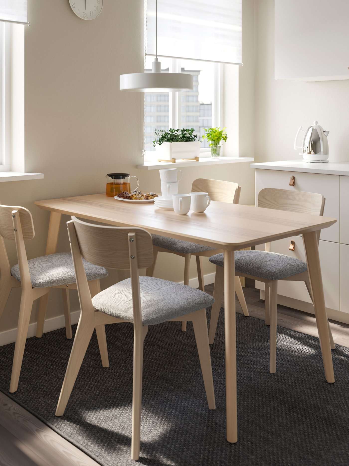An ash veneer LISABO table in the kitchen