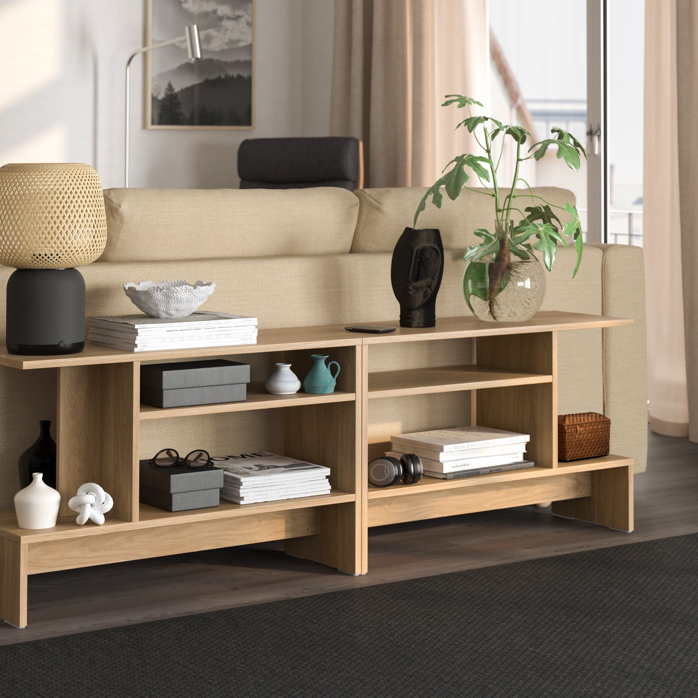 An oak effect HOLMERUD side table