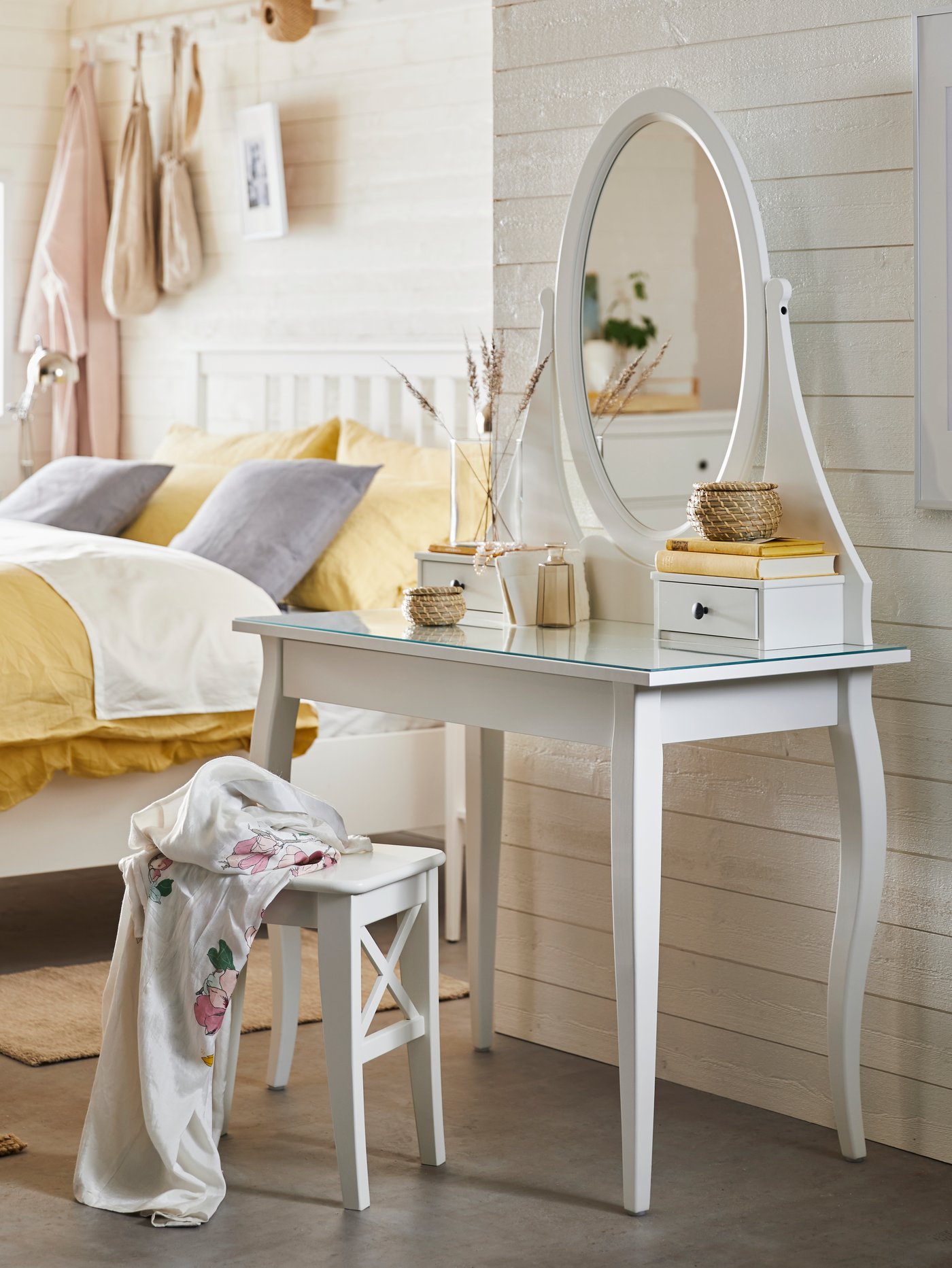 A white INGOLF stool