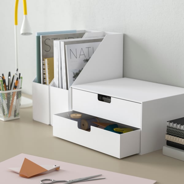 A white FJÄDERHARV mini chest with 2 drawers