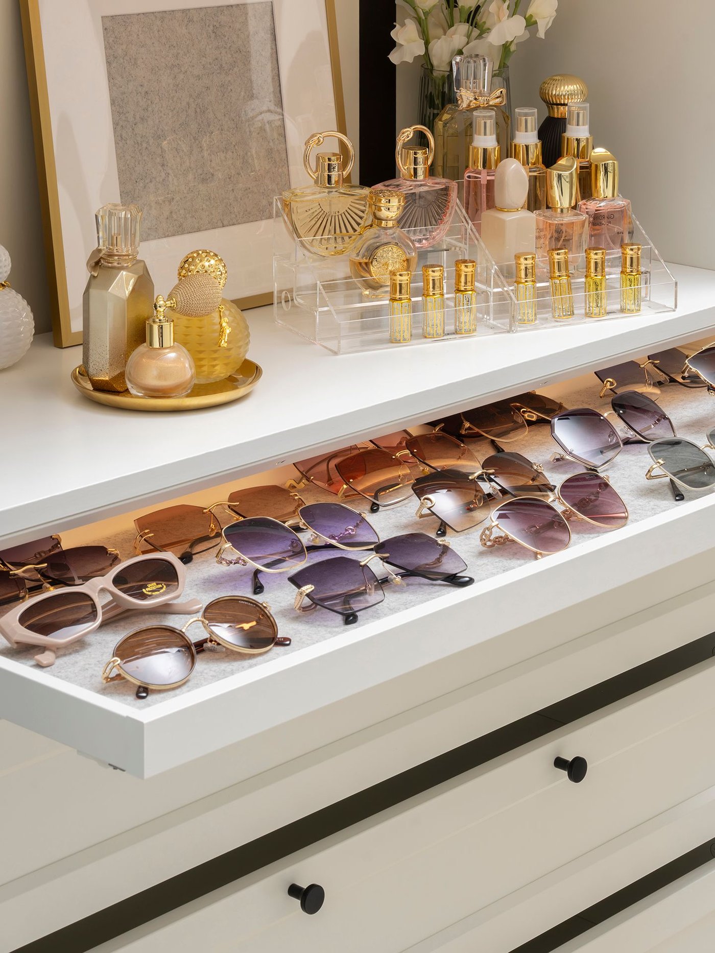 A white PAX wardrobe frame in the bedroom