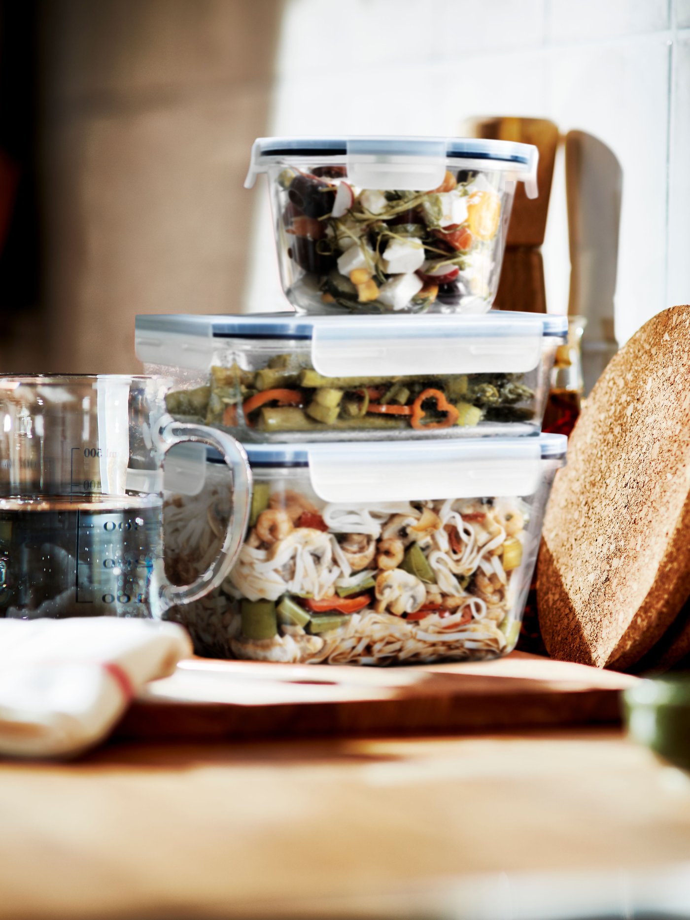 A square glass/plastic IKEA 365+ food container with lid