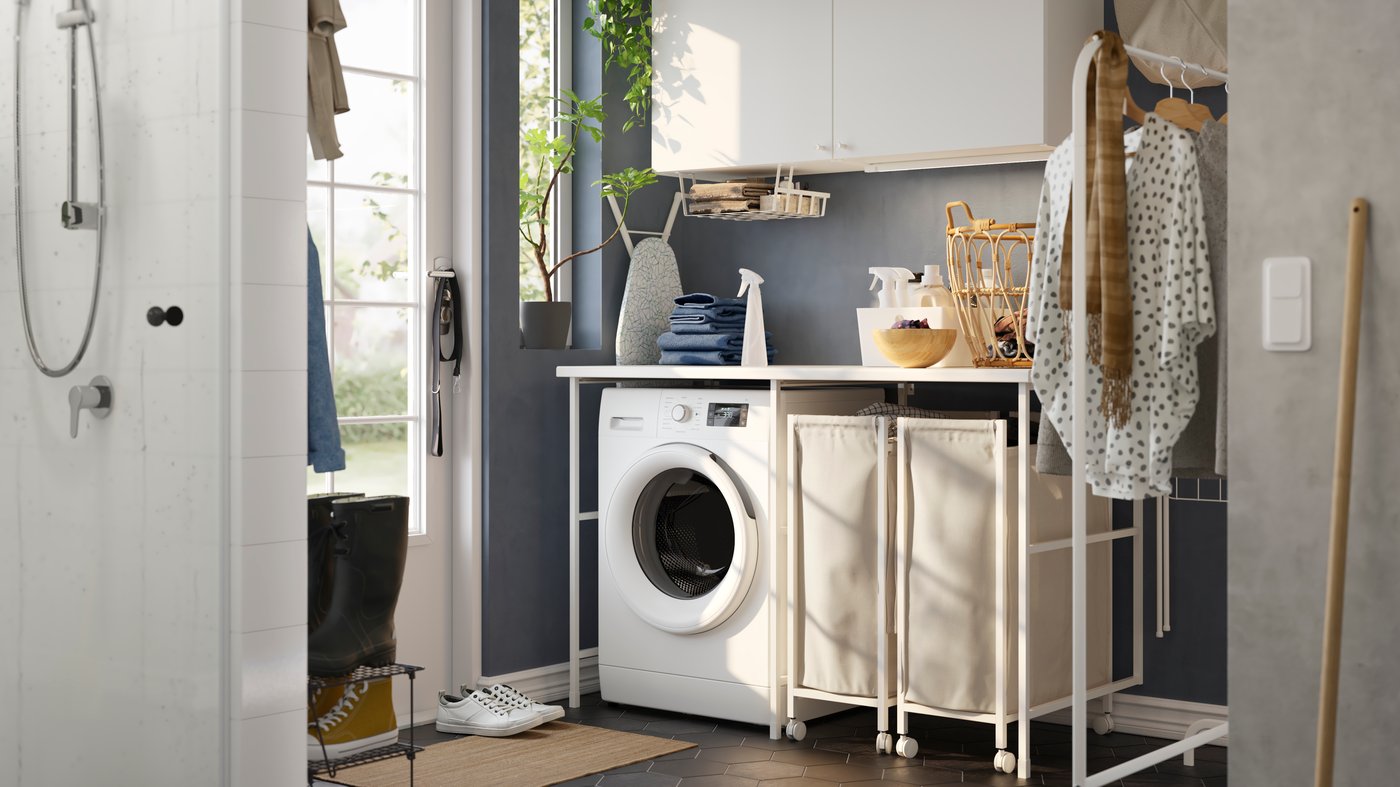 An IKEA 300 UDDARP washing machine in the laundry room