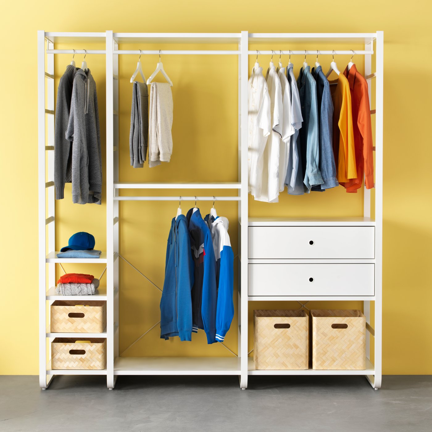 A white ELVARLI wardrobe combination.
