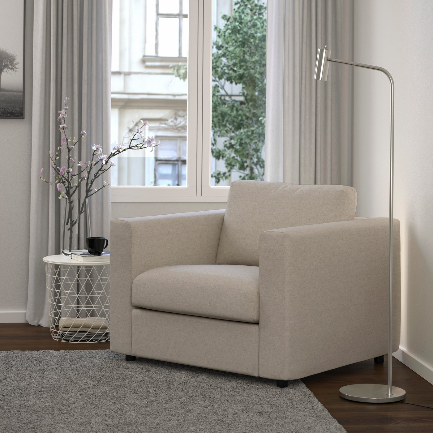 A Gunnared beige VIMLE armchair in the living room
