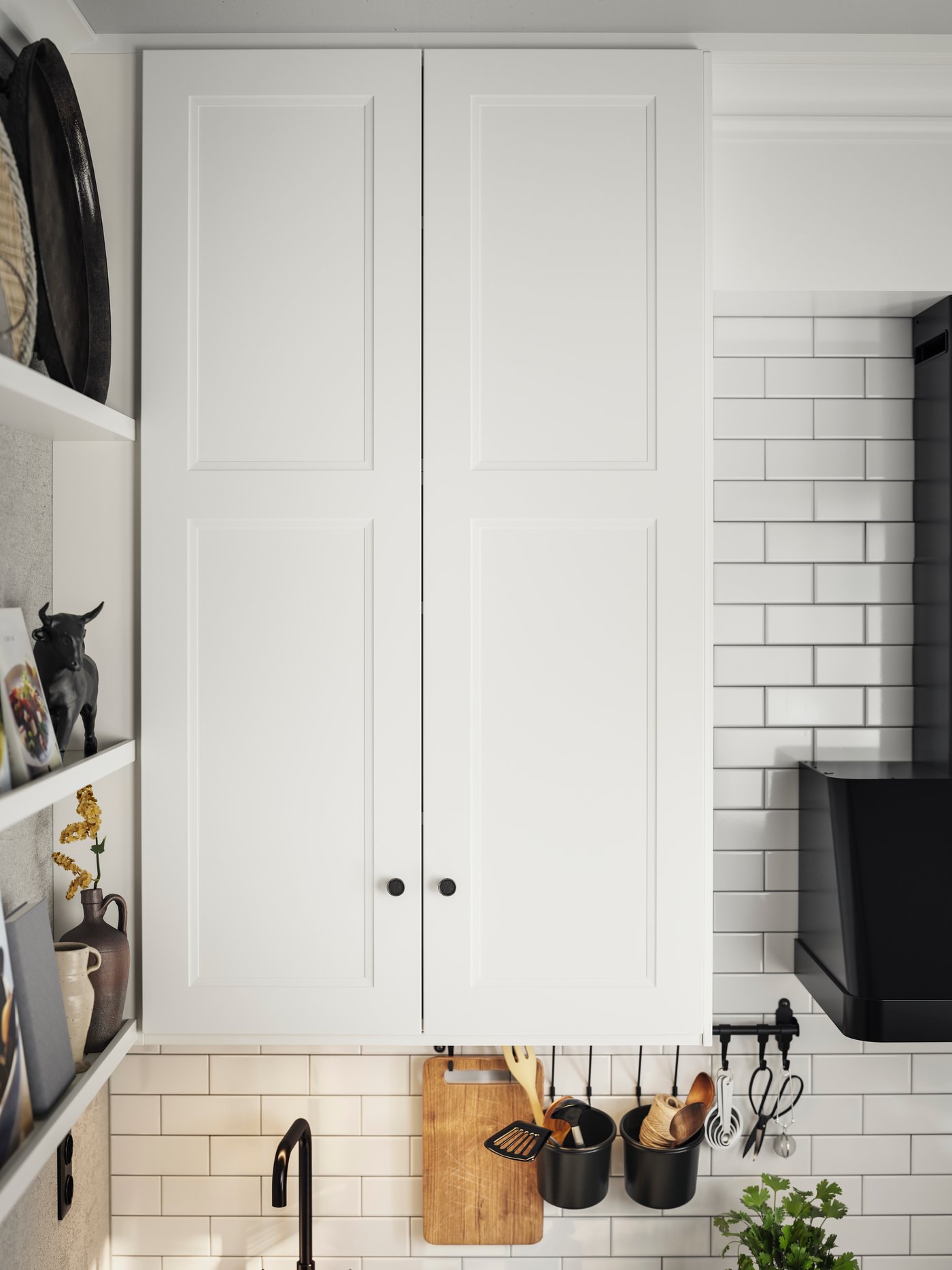 A matt white AXSTAD door in the kitchen