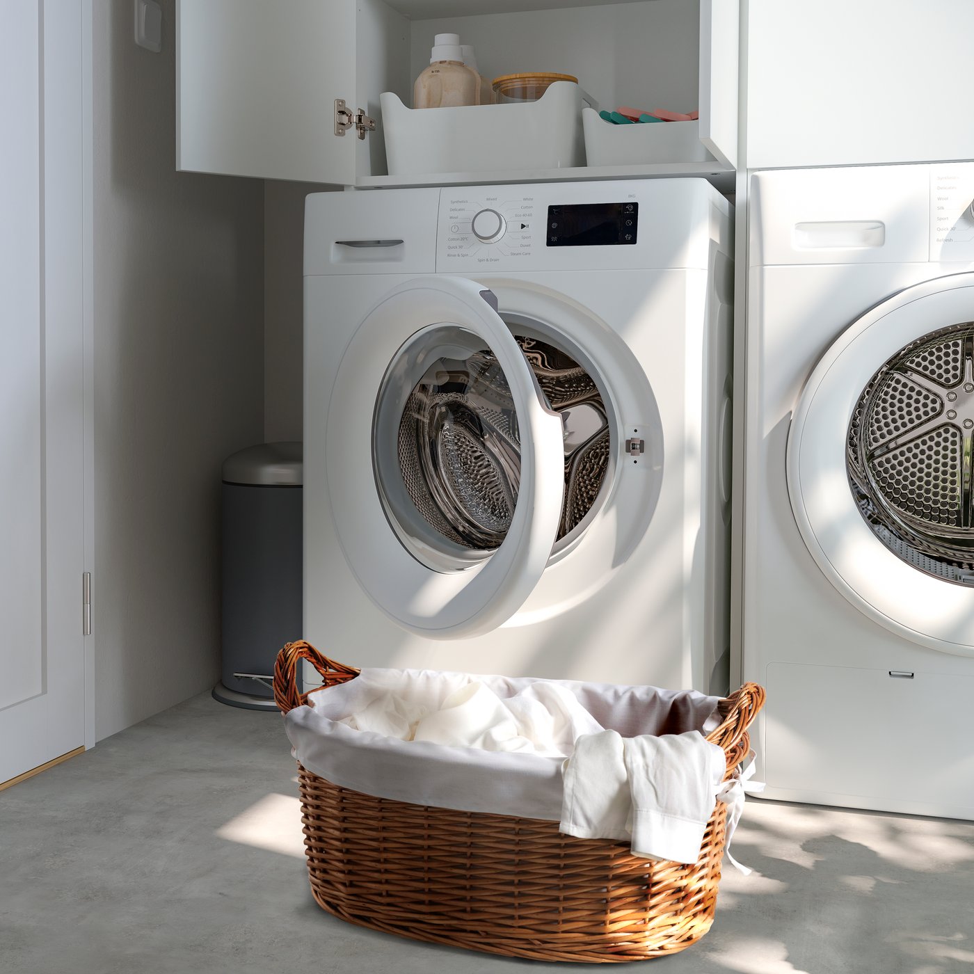 A handmade willow TOLKNING laundry basket