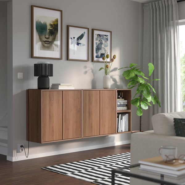 A brown walnut effect EKET cabinet