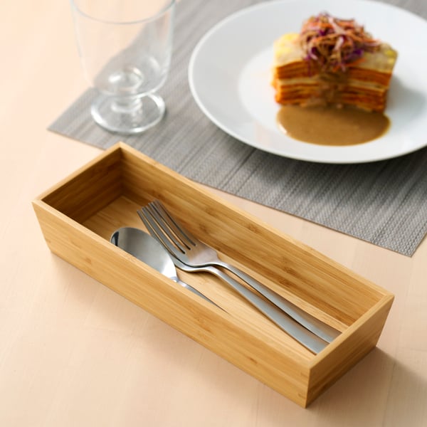 A bamboo OSTBIT cutlery tray