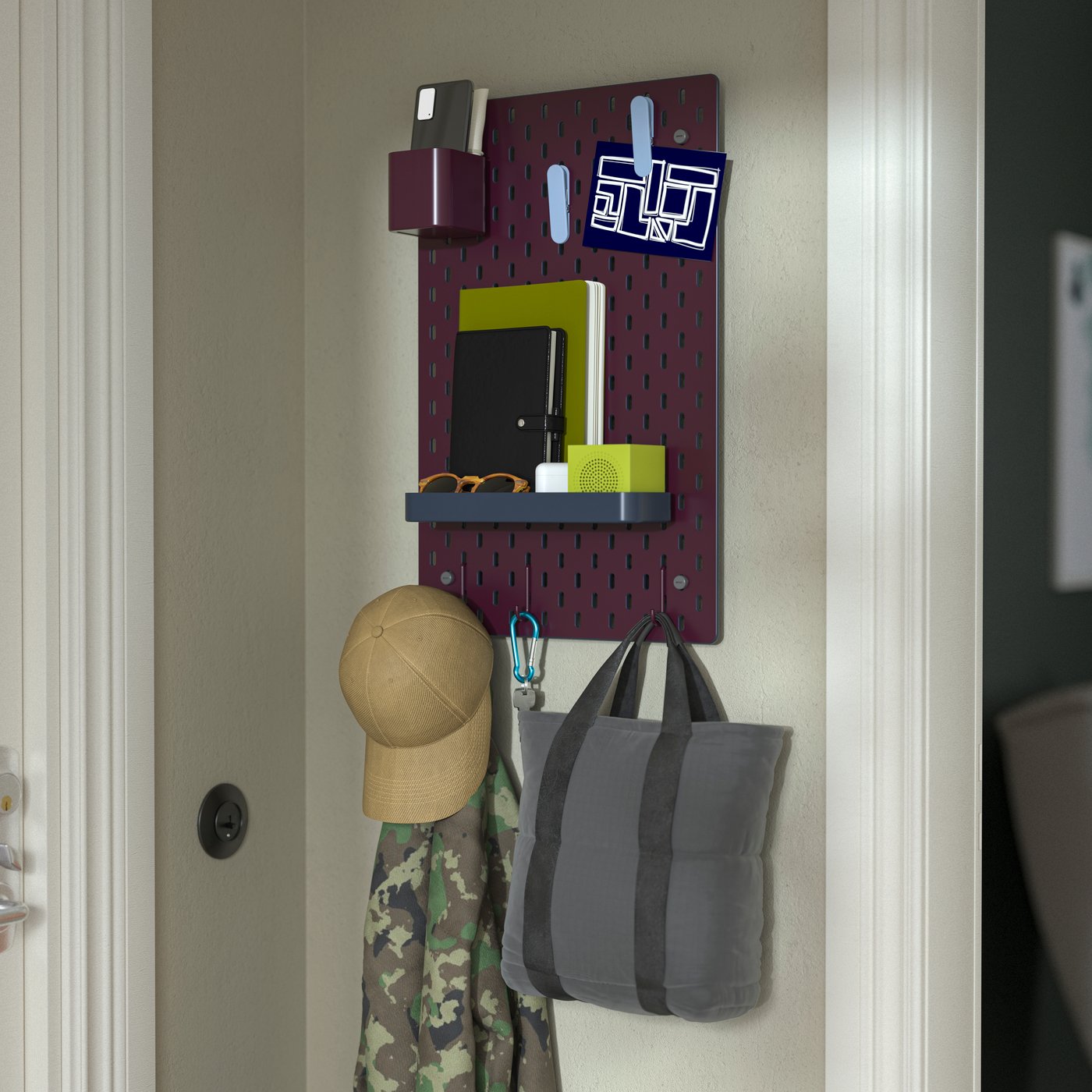 A double sided/multicolour SKÅDIS pegboard combination