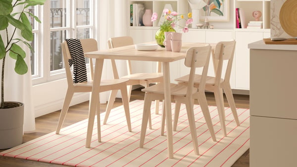 An ash veneer LISABO table in the dining room