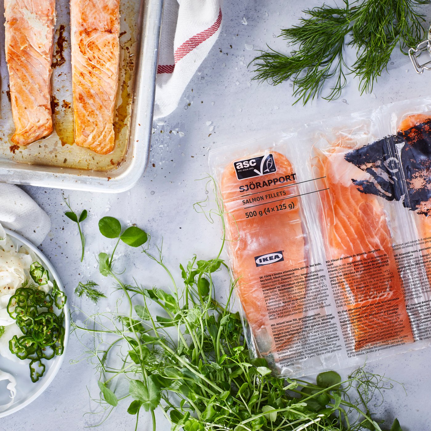 An ASC certified/frozen SJÖRAPPORT salmon fillet