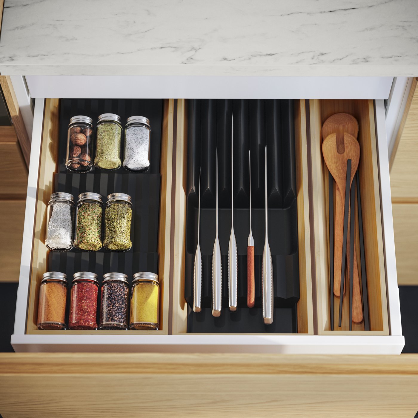 An IKEA 365+ 3-piece knife set in the kitchen