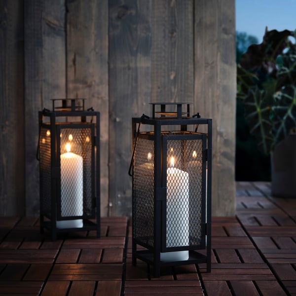 An in/outdoor anthracite BERGGRAN lantern for pillar candle