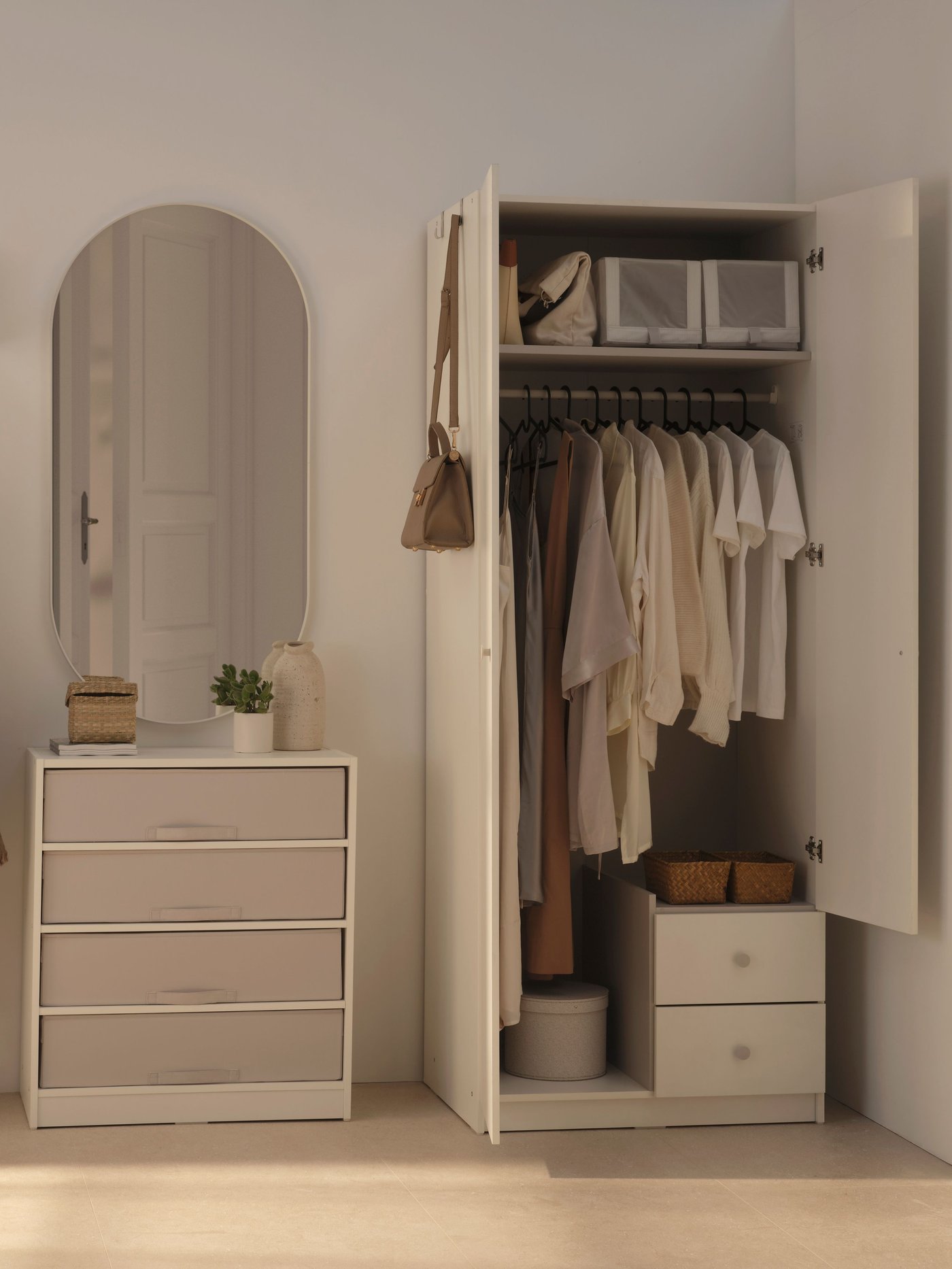 A white/light grey BRUKSVARA bedroom furniture