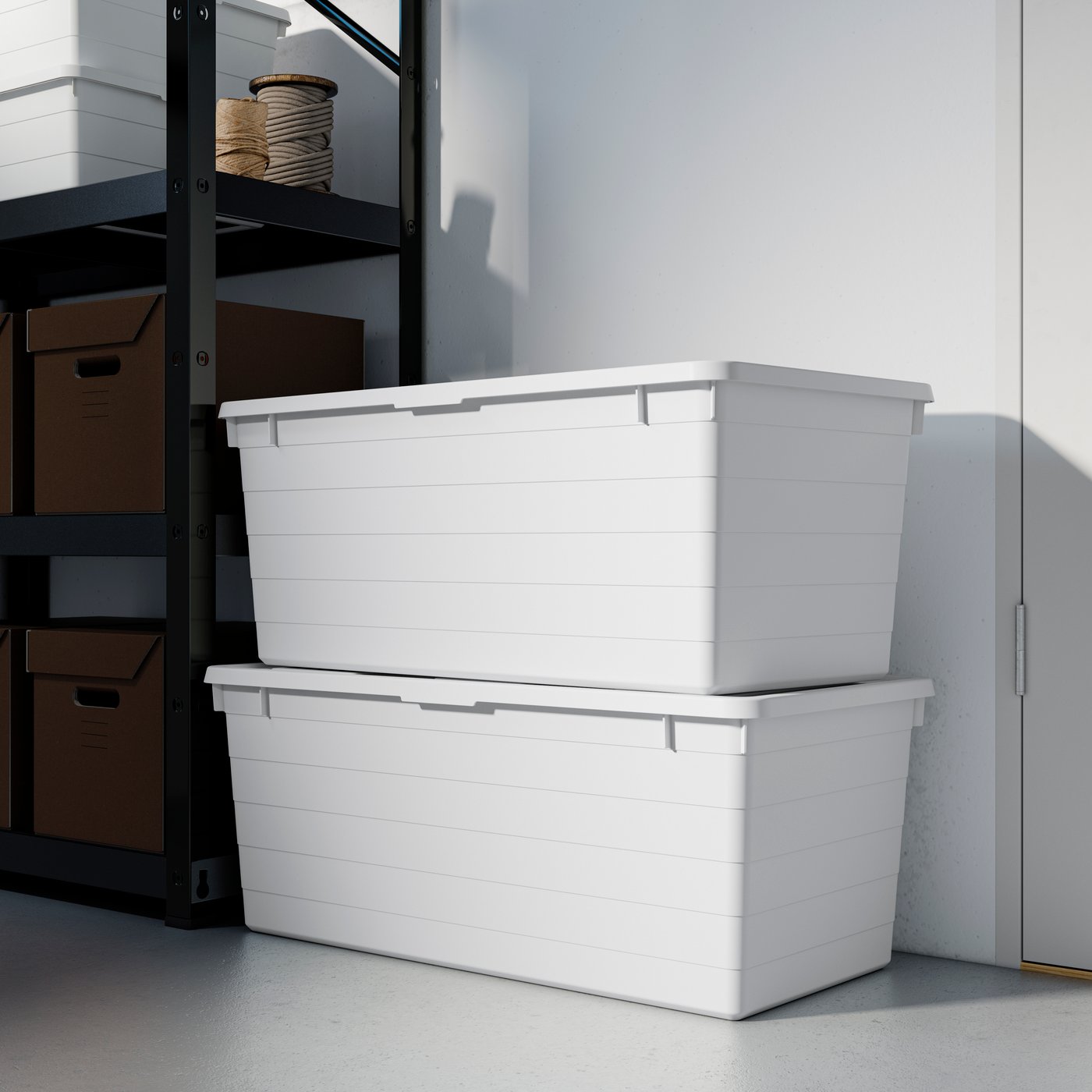 A white SOCKERBIT storage box with lid