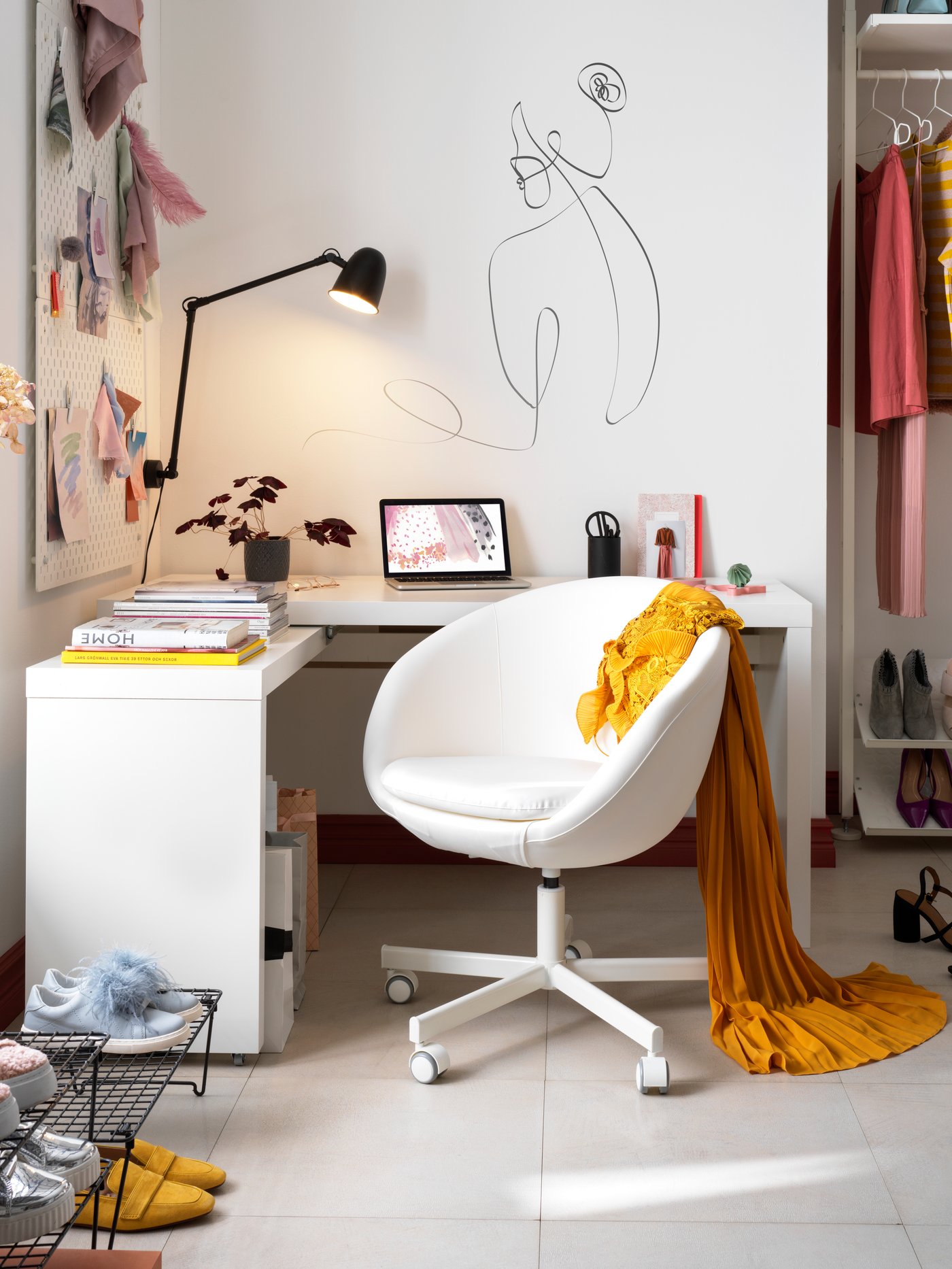 An Ysane white SKRUVSTA swivel chair in the home office