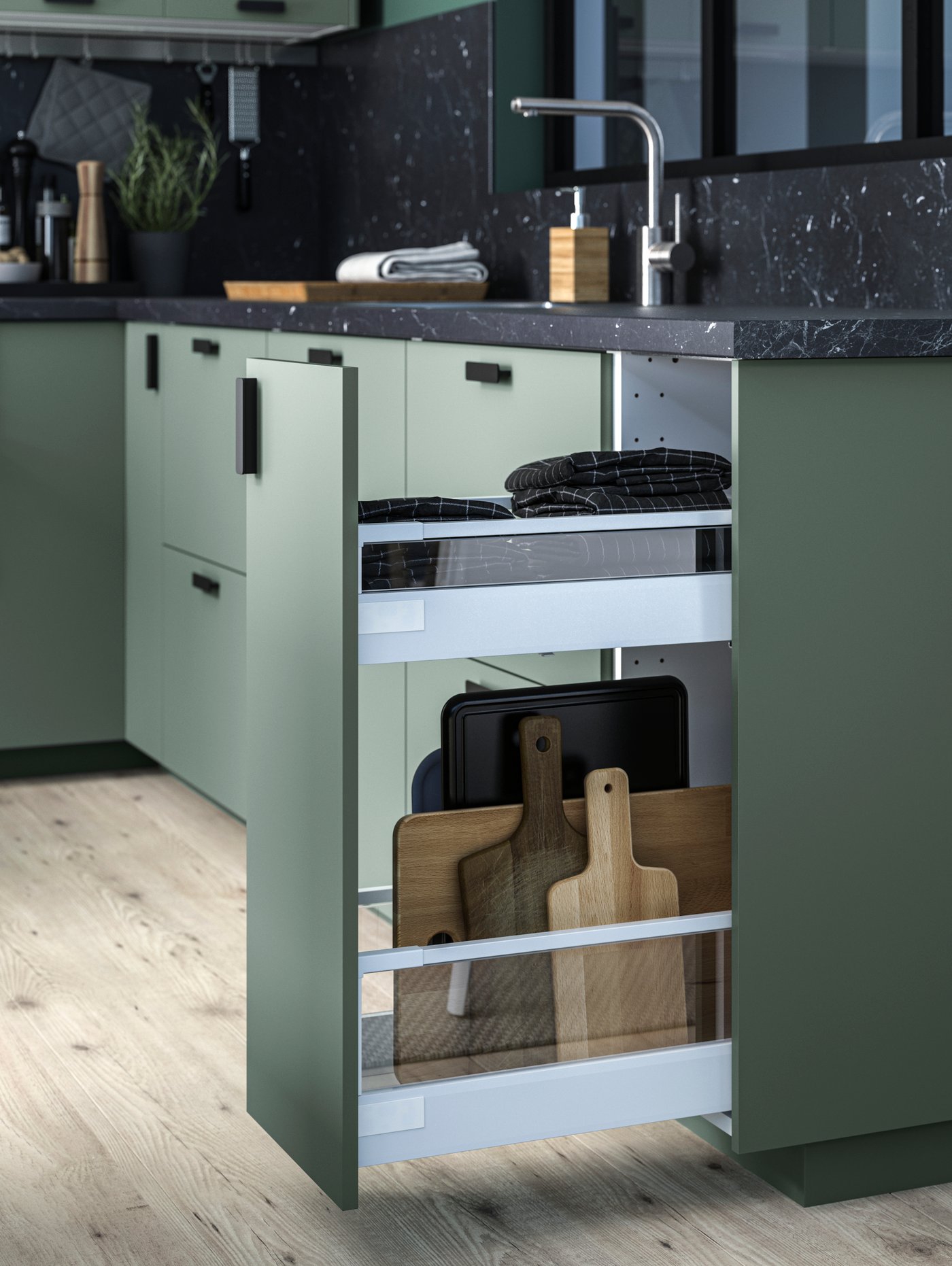 A glass MAXIMERA add-on side for drawer, medium