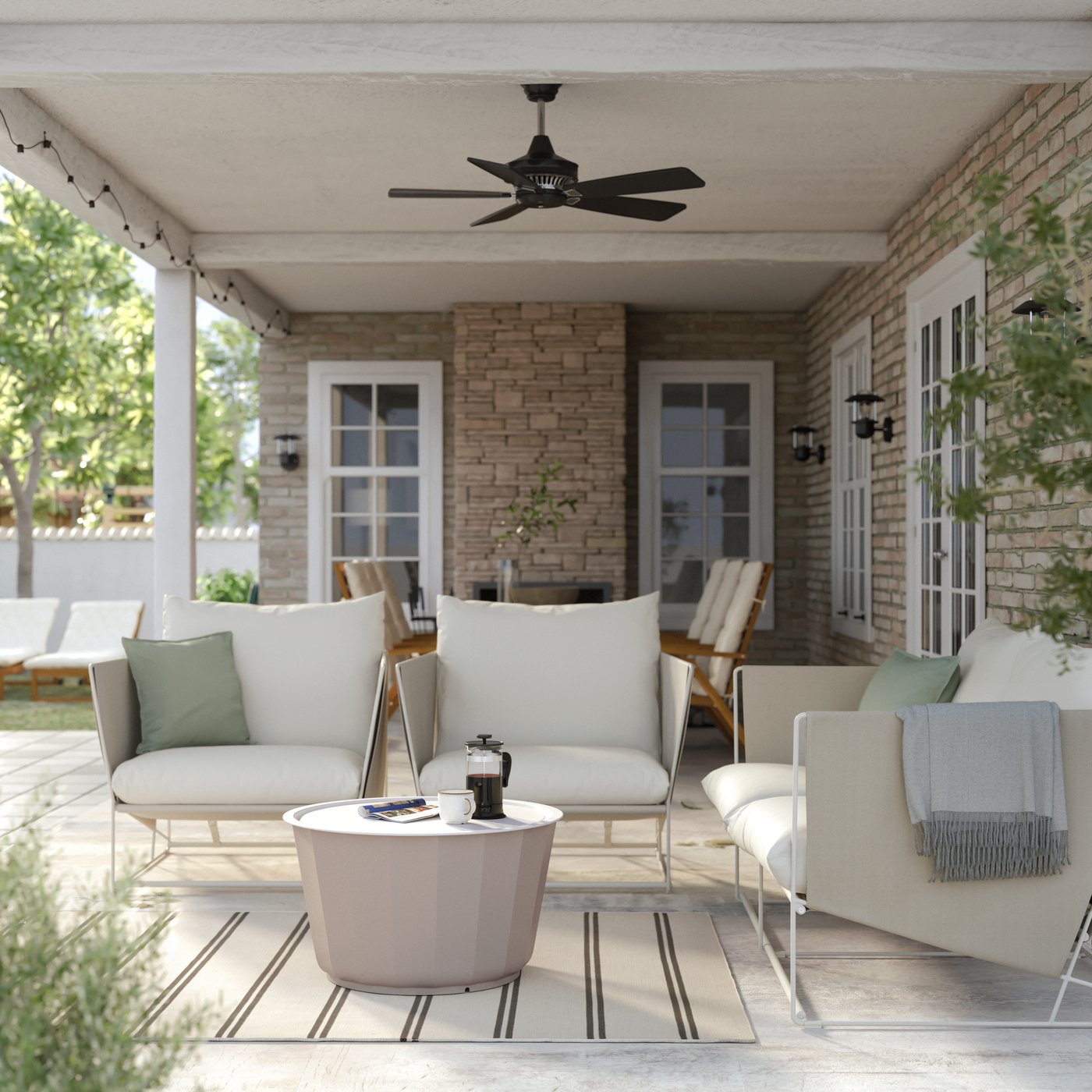 A foldable light brown stained NÄMMARÖ reclining chair, outdoor