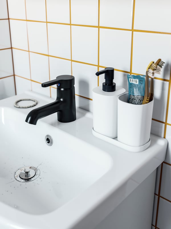 A white STORAVAN 3-piece bathroom set in the bathroom