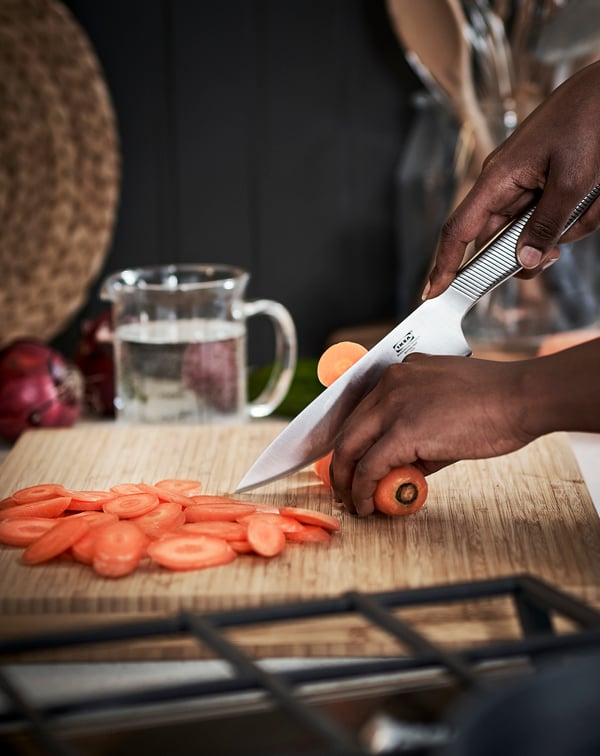 A stainless steel IKEA 365+ utility knife in the kitchen