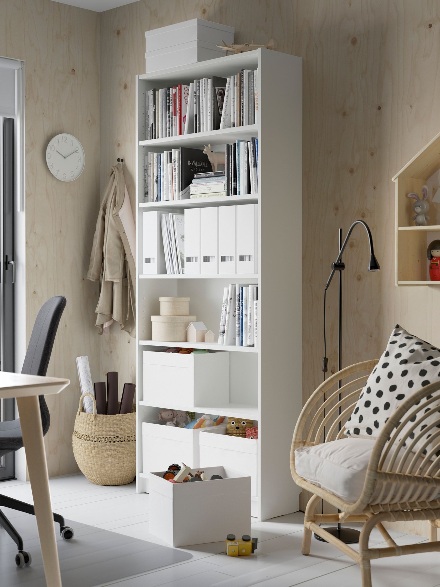 A white BILLY bookcase in the home office