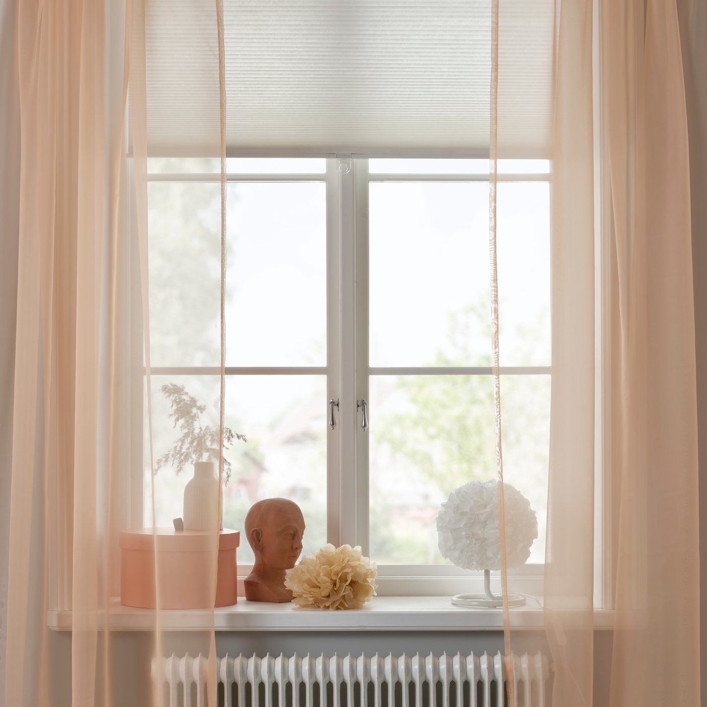 An orange/with rod pocket TERESIA sheer curtains, 1 pair