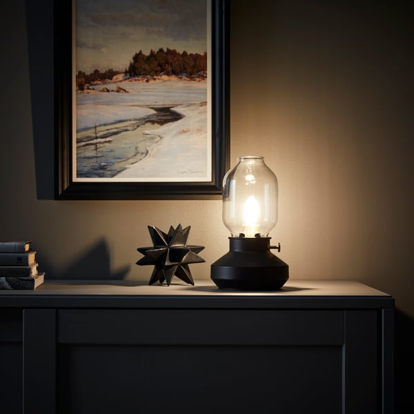 A dimmable anthracite TÄRNABY table lamp
