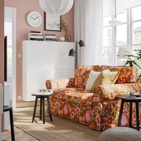 A Mångbyn brown/multicolour EKTORP 2-seat sofa