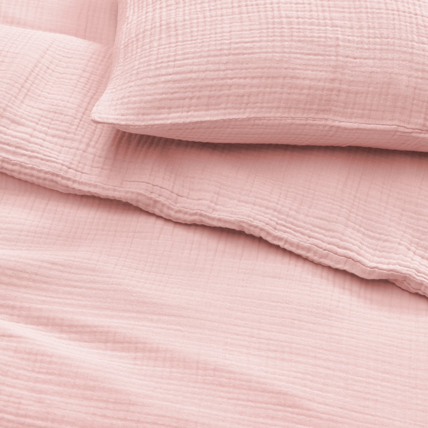 A pale pink SCHERSMIN duvet cover and 2 pillowcases in the NA